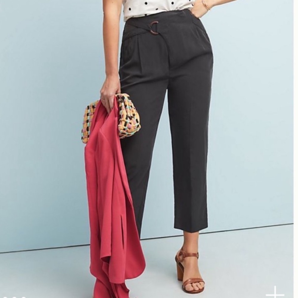 Anthropologie Cupro Wrap Trousers in Black Size Large